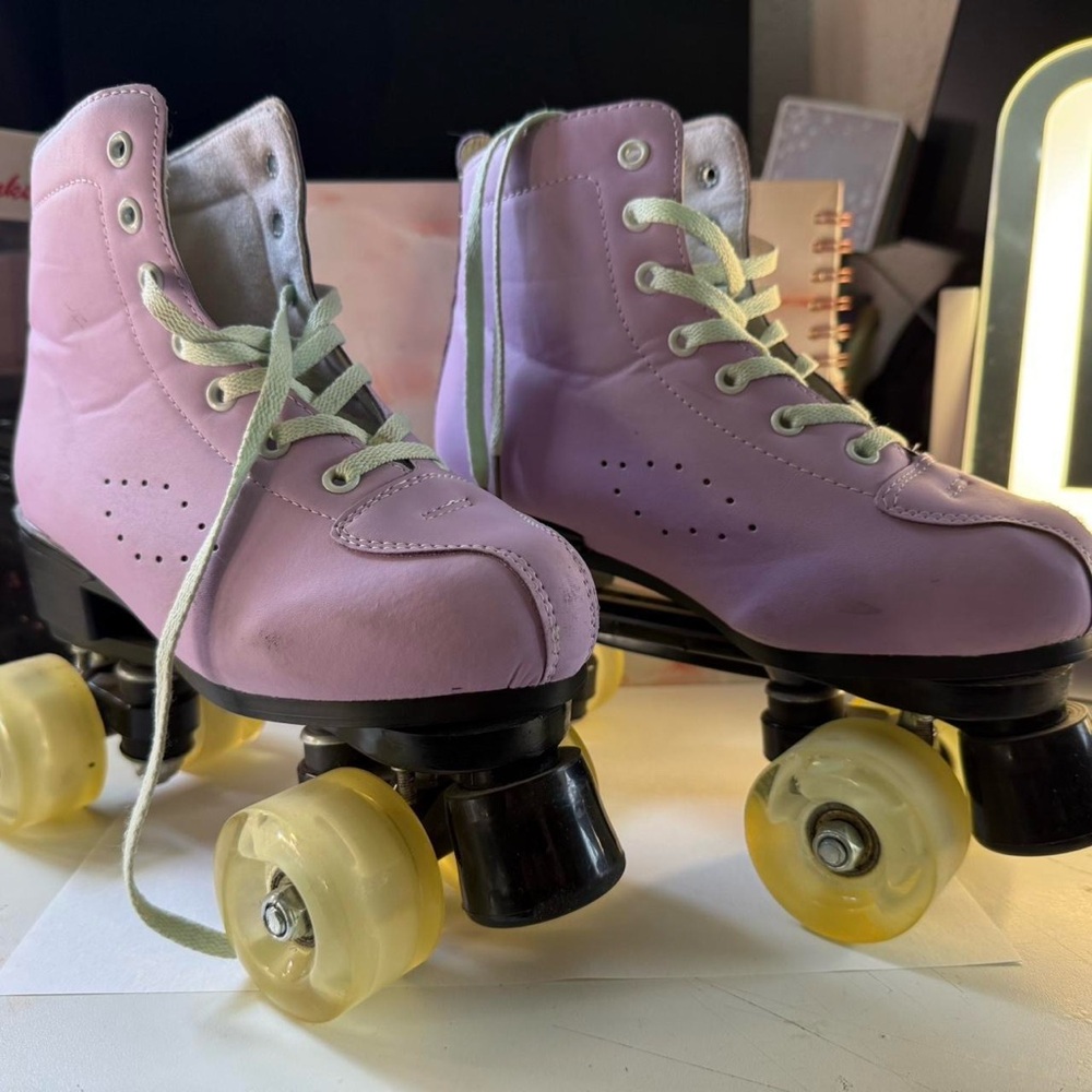 Lavender Roller Skates with clear light up wheels
